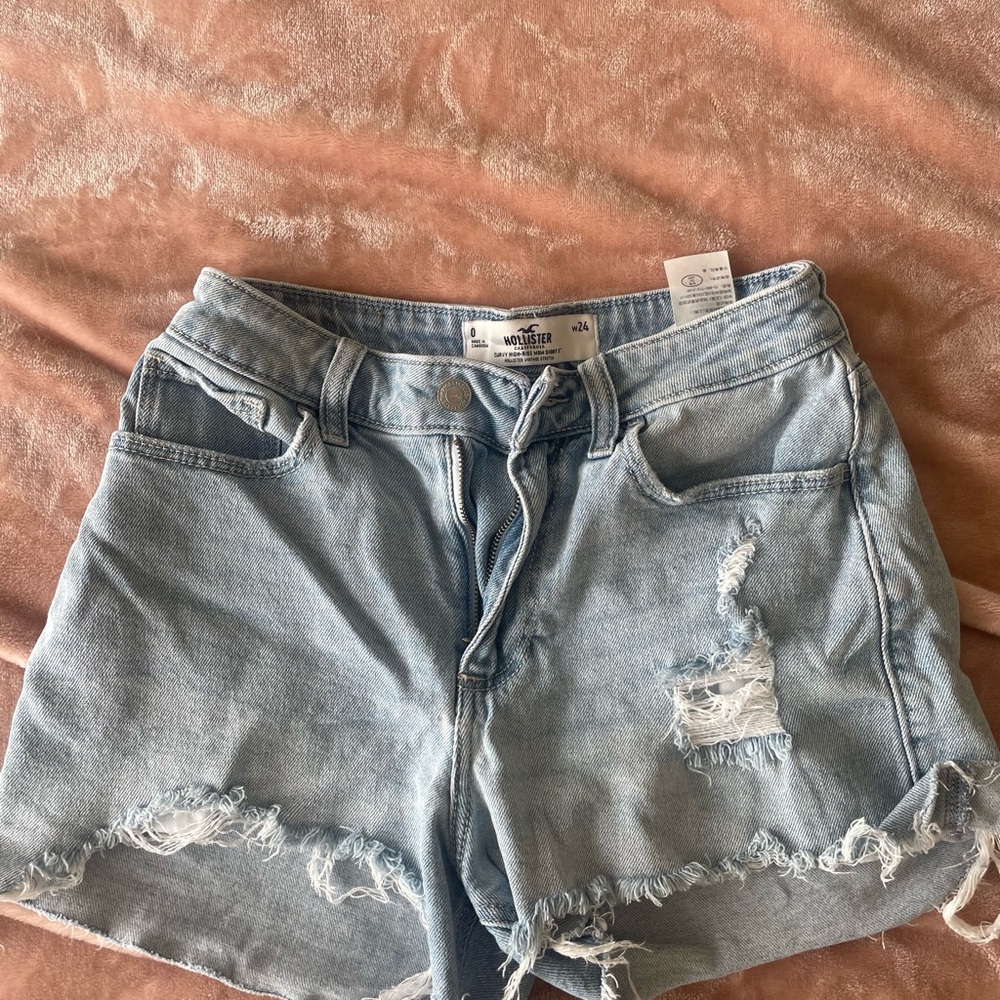 Hollister Blue Jean Shorts Distressed High-Waisted